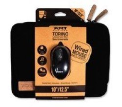 Port Designs 501777 Torino Sleeve 13.3-14" -black & USB Wired Mouse