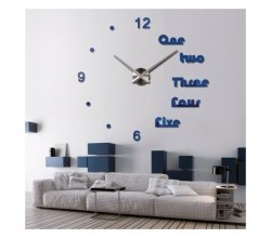 Modern Diy Large 3D Wall Clock Home Decor - Blue