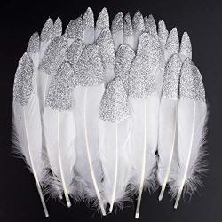 crafts dream catchers Hand Painted Silver Feathers 4-6" Great for weddings 
