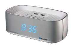 S Digital Q7 Bt Alarm Clock Radio With Dual Usb Charging Station - Silver
