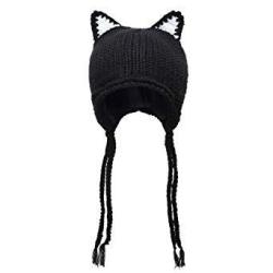 Bikman Cute Cat Ears Knit Hat Ear Flap Crochet Beanie Hat