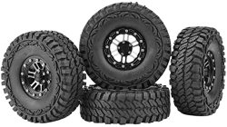 Dilwe Rc Car Tires 4 Pcs Rubber Tires Tyres Metal Hubs For 1:10 Remote Control Crawler Car Accessory Part