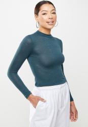 Missguided Snit High Neck Long Sleeve Top - Teal
