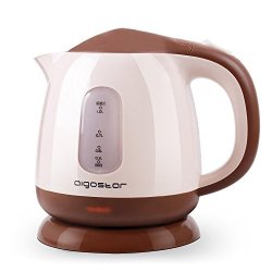 Aigostar Romeo - MINI Electric Tea Kettle Bpa Free 1.0L 1100W Hot Water Heater Light Apricot And Brown