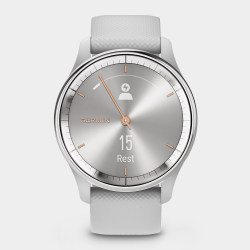 Garmin Vivomove Trend Silver Stainless Steel mist Gray Silicone Watch