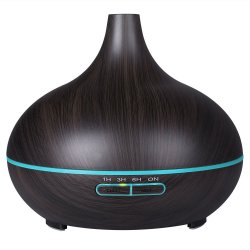 Ultrasonic Essential Oil Diffuser & Humidifier - Dark Grain Wood 300ML