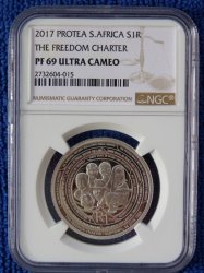 2017 Sterling Silver Protea R1 - Life Of A Legend. Ngc Graded Proof 69 Ultra Cameo