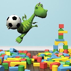 Soccer Dino Nursery Wall Decal 31IN X 21IN