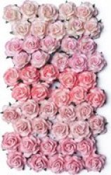 Bloom Wild Roses With Stems - Pink 4CM 50 Pieces