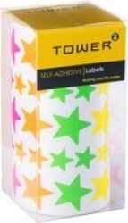 Large And Medium Stars Value Roll Mixed Neon 1075 Stickers