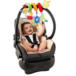 HTOYES Hanging Toys Kid Infant Stroller Wrap Around Toy Baby Crib Cot Pram Hanging Rattles Spiral Stroller Car Seat Toy with Sun Moon Cloud Star