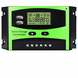 Mohoo 30A Solar Charge Controller Solar Panel Intelligent Regulator With Dual USB Port Pwm Lcd Display 12V 24V