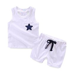 Mud Kingdom Little Boys Summer Clothes Sets Cute Tank Tops Shorts Outfits Star Size 6 White