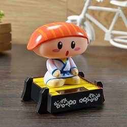 Car Solar Swing Dolls Car Accessories Moving Head Sushi Orange