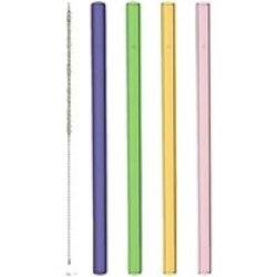 Glass Straws Various Colours + Cleaning Brush Ciao 15CM Set Of 4