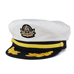 Adjustable Armycrew Gold Color Embroidery Leafs And Patch Flagship Captain Hat - White