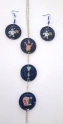 Hand Crafted Tazo Earrings And Necklace - Sponge Bob Characters