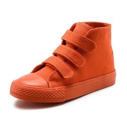 Boy's Girl's High-top Casual Strap Canvas Sneakers Orange Little Kid Size 1