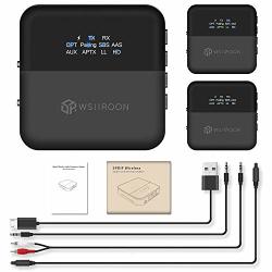 Wsiiroon Bluetooth 5.0 Transmitter Receiver 2019 Upgraded 2-IN-1 Wireless Aptxhd Low Latency Bluetooth Audio With Display Screen 3.5MM & Optical Adapter For Tv home car Stereo