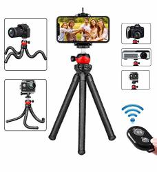 Phone Tripod Stand Portable Flexible Cell Phone Camera Tripod With Wireless Remote Compatible With Iphone Samsung Android Phones Gopro Great For Selfies Vlogging Streaming