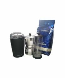 Home Coffee Starter Kit Moka Pot + Grinder