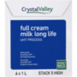 Crystal Valley Uht Full Cream Long Life Milk 6 X 1L