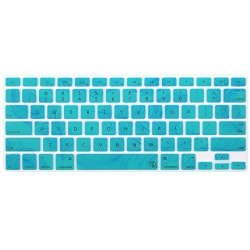 Case Star Feather Series Silicone Keyboard Cover Skin For Macbook 13-INCH Unibody Macbook Pro 13 15 17-INCH And Apple Wireless Keyboard Aqua Blue With Blue Feather