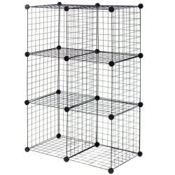Fine Living Convenient Cube Wire Cabinet - Black- 6 Piece