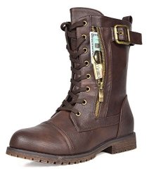 DREAM PAIRS Women's Mission Mid Calf Boot Brown 7.5 M Us