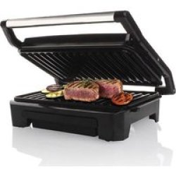 Mellerware - Panini Press - 2 Slice Stainless Steel Black Grill Plate 800W Compacto