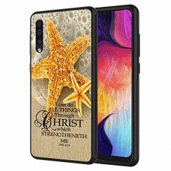 Galaxy A30 Case Galaxy A20 Case Bible Verse Philippians 4:13 Starfish Pattern Anti-scratch Shock Proof Black Tpu And PC Protection Case Cover For Samsung