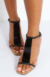 Ladies Strappy Heel Sandals - Black - Black UK 3
