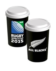 Rugby New Zealand Ceramic Travel Coffee Mug World Cup 2015 Silicone Lid Set