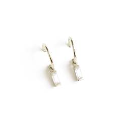 The Hera Drop Earrings - Channel Set In White Gold - 1.5CM