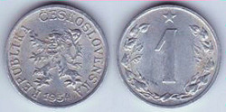 Czechoslovakia Coin 1 Heller 1956 Km35 Unc M-0434