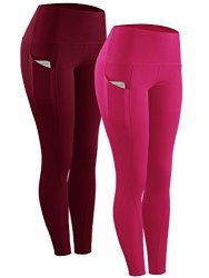 Neleus 2 Pack Tummy Control High Waist Running Workout Leggings 9017 2 Pack Red Rose Red Us M Eu L