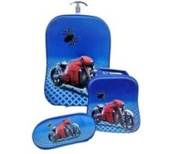 Spiderman School Kids Trolley Bag Set Of 3 - Blue