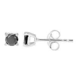 Vir Jewels Women's Silver Diamond Earrings 1 3 Ct Black