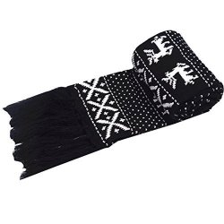 Felice Winter Scarf With Tassel Adult child Reindeer Snowflake Knit Scarf Lovely Christmas Scarf Black