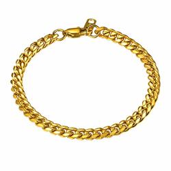 Bracelet Gold Hip Hop Stainless Steel Chain Cuban Link Hiphop 18K Plated Rock Women Men Jewelry