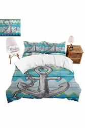 Vroselv-home Duvet Cover Set Nautical Chevron Zigzags Girls Bedding 4 Piece Romantic Design Bed Skirt - Full Size no Comforter
