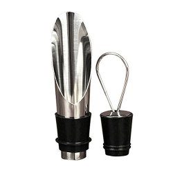 Geek Wine Aerating Pourer Spout And Bottle Stopper Set 2 In 1 Bar Accessory Set Of 2