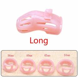 Device Cage C'hastity Toy High Plastic Chastity Cage Men's Buckle Ring Lightweight Hypoallergenic Chastity Cage Anti-off Lock Ring Long Section - Pink