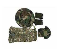 Psm Hiking And Camping Camouflage 3L Water Bag Hat Cap And Gloves Combo