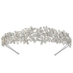 Ever Faith Women's Austrian Crystal Wedding Flower Cluster Hair Band Clear Silver-tone
