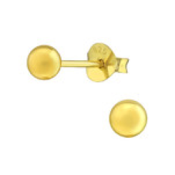 C865-C5982 - Gold Plated Sterling Silver Ball Ear Studs 4MM