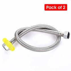 Homeideas 24-INCH Faucet Connector Braided Stainless Steel Supply Hoses With 1 2 Npt X 1 2 Npt In Brass Nut Faucet Hose Replacement Pack Of 2 1 Pair