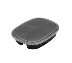 Oval Meal Tray 3 Div + Lid T731+L734 - 10PK