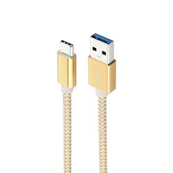 USB 3.0 Type C Cable Nylon 3.3FT 1M Gold Tacoo Premium Nylon Braided Durable Fast Charge Type C To USB A Android Phone Cord For
