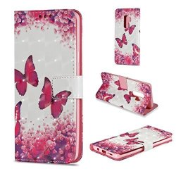 For Samsung S7 Edge Case Babemall Deluxe Pu Leather Folio Stand Card Slots Protective Case Hot Pink Butterfly Samsung S7 Edge